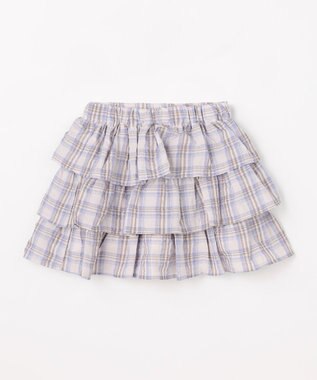 ANY KIDS 【洗濯機可能】ティアード チェックスカパン ブラウン