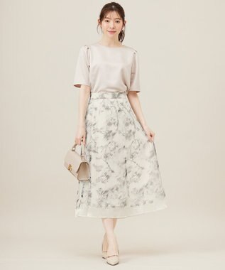 ANY SIS 【WEB・一部店舗限定】ハッチングフラワープリント スカート アイボリー系