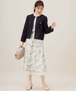 ANY SIS S 【WEB・一部店舗限定】ハッチングフラワープリント スカート アイボリー系