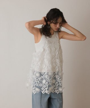 GRACE CONTINENTAL フラワーレースキャミソール ホワイト
