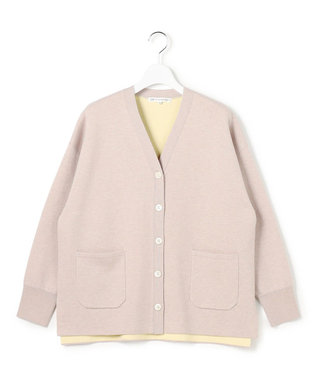 23区 【先行予約】バイカラーダブルフェイス ニット カーディガン ベージュ×イエロー