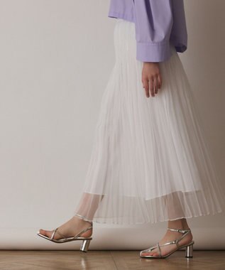 GRACE CONTINENTAL オーガンスパンコールスカート ホワイト