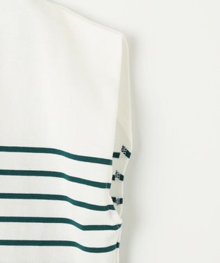 ANY 【接触冷感・UVケア】TCオーガビッツボーダー Tシャツ オフ×グリーン