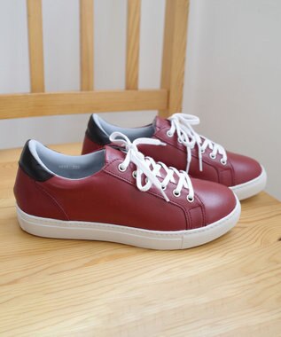 Pointer 本革大人スニーカー レッド×ブラック