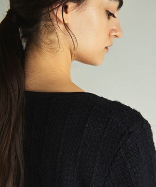 GRACE CONTINENTAL ツイードショートニットカーディガン ブラック