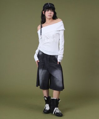 WEGO バギーハーフデニム ブラック