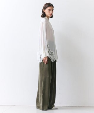 BEIGE， GALENA / コットンレースバンドカラーシャツ Off