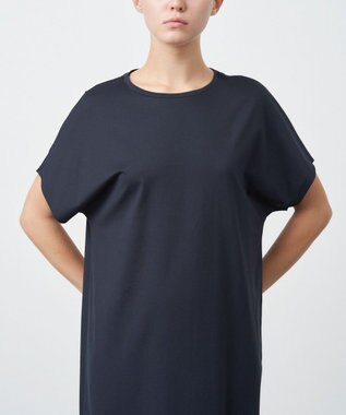 ATON SUVIN 60/2 | キャップスリーブドレス NAVY