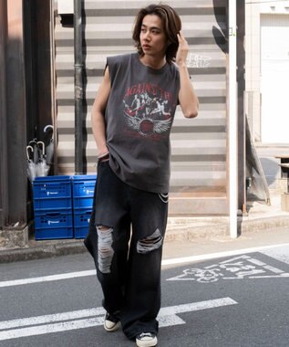 WEGO 【ユニセックス着用ITEM/MLサイズ展開】ヴィンテージライクグラフィックノースリーブ 柄2