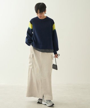 AMERICAN HOLIC ドロストライン切替ポンチプルオーバー Navy