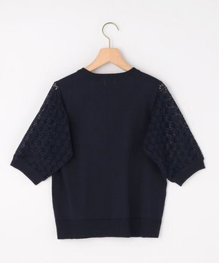 組曲 【先行予約】コットンフラワーレーシープルオーバー ニット ネイビー系