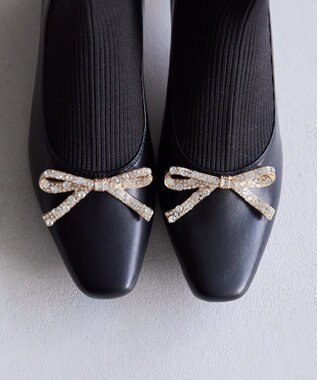 Maison de FLEUR リボンビジューニットブーツ Black