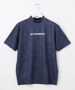 23区GOLF 【MEN】【吸水速乾・UVケア】ステッカープリント モックネックシャツ ネイビー系4