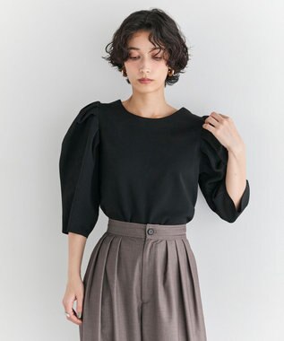 #Newans 【セレモニーにも】パフスリーブニット ブラック