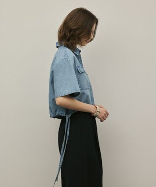 GRACE CONTINENTAL ハーフスリーブデニムシャツ ブルー