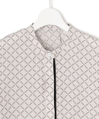 ICB L 【新色追加・WEB限定カラーあり・接触冷感・UVケア・速乾・洗える】BackSatinAmunzen バンドカラーブラウス トープベース×スクエアビット柄系