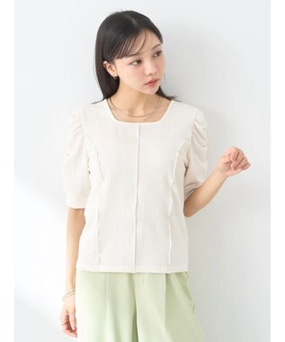 earth music&ecology ぽこぽこパワショルプルオーバー Ivory