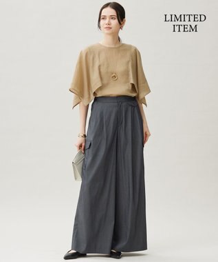 自由区 【WEB限定・接触冷感・洗える】シアーラミーローンイレギュラーヘムスリーブ ブラウス ベージュ