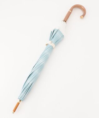 MOONBAT GRACY(グレイシー) 晴雨兼用日傘 長傘 T/C Neo classic check ナイルブルー