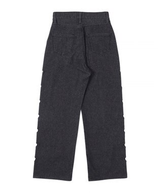 WEGO 【MLサイズ展開】ハートサイドラインストレートパンツ ブラック