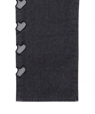 WEGO 【MLサイズ展開】ハートサイドラインストレートパンツ ブラック