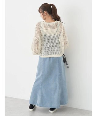 earth music&ecology スパンコールショートゆるニット Ivory