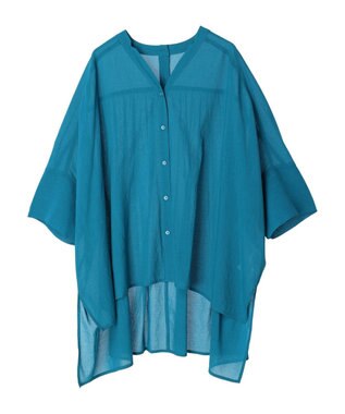 AMERICAN HOLIC バックギャザーＶネックシアーシャツ Blue Green