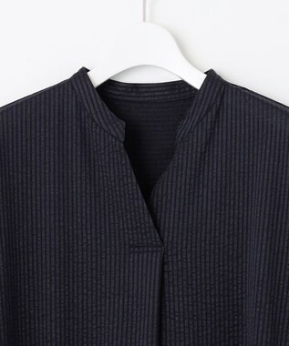 自由区 【WEB限定・洗える・XSサイズあり】シャドウサッカー ワンピース ネイビー系