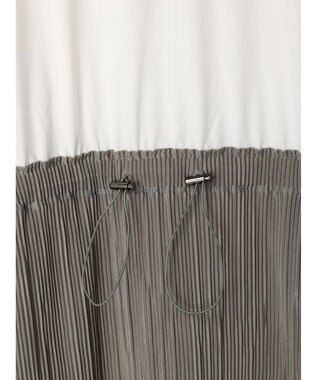 Green Parks プリーツドッキングフレンチワンピース Gray Beige