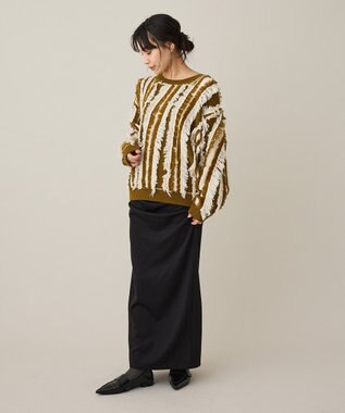 CRAFT STANDARD BOUTIQUE バイカラーフリンジニットプルオーバー Khaki