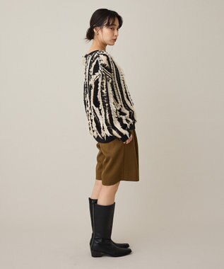 CRAFT STANDARD BOUTIQUE バイカラーフリンジニットプルオーバー Black