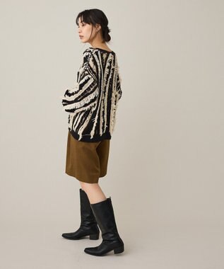 CRAFT STANDARD BOUTIQUE バイカラーフリンジニットプルオーバー Black