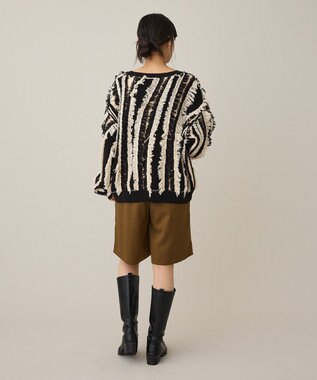 CRAFT STANDARD BOUTIQUE バイカラーフリンジニットプルオーバー Black