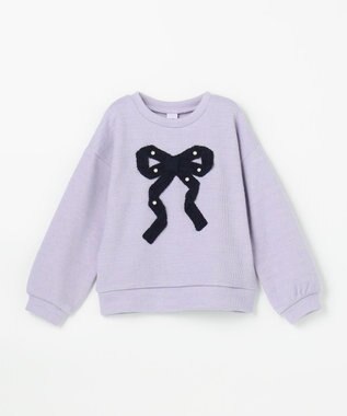 ANY KIDS リボン ニットソー トレーナー ラベンダー