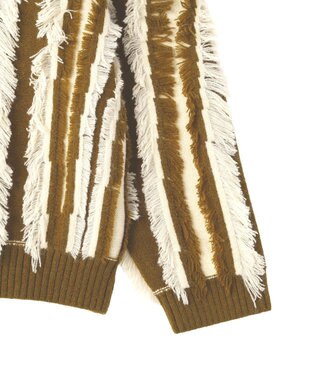 CRAFT STANDARD BOUTIQUE バイカラーフリンジニットプルオーバー Khaki