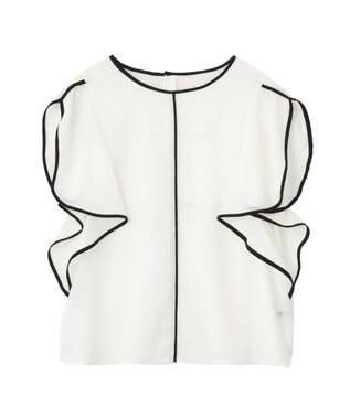 YECCA VECCA 配色ラッフルスリーブブラウス Off White