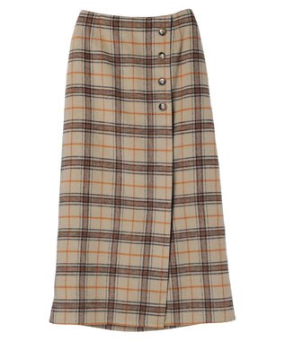 Green Parks シャギーチェックスカート Beige