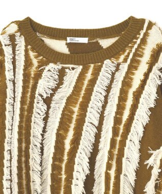 CRAFT STANDARD BOUTIQUE バイカラーフリンジニットプルオーバー Khaki