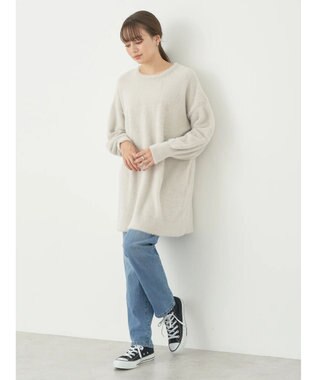 earth music&ecology ミニシャギーチュニック Gray Beige