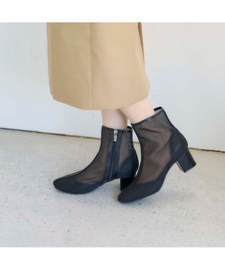 MODE ET JACOMO <noyau>ブロックヒールチュールブーツ ブラック