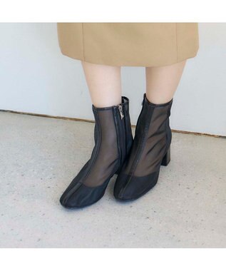 MODE ET JACOMO <noyau>ブロックヒールチュールブーツ ブラック