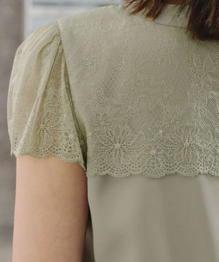 Tiaclasse L 【洗える】フレンチスリーブレースブラウス ミント