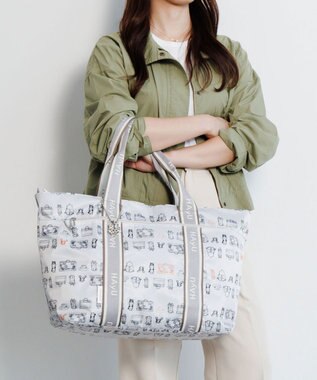 ACE BAGS & LUGGAGE HAyU × ace.  フォールディング 折り畳みトートバッグ 猫柄 30L 17862 ライトベージュ柄