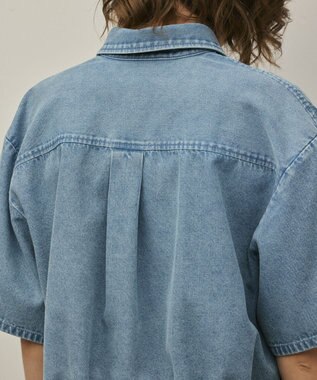 GRACE CONTINENTAL ハーフスリーブデニムシャツ ブルー