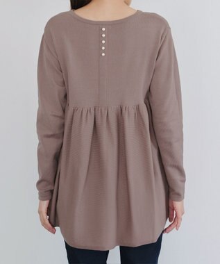 Tiaclasse 【洗える】ギャザーフレアニットチュニック モカ