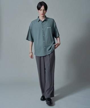 WEGO 【速乾/しわになりにくい/MLサイズ展開】アムンゼンワンポイントBIGシャツ（SS） サックス