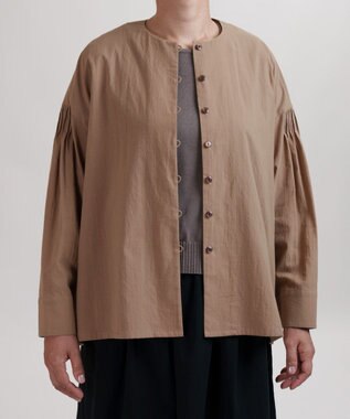 muuc コットンローン長袖ブラウス ブラウン