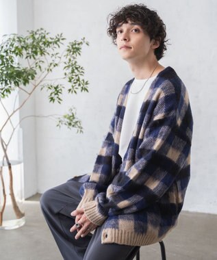 WEGO モヘアライク総柄BIGカーディガン 柄2