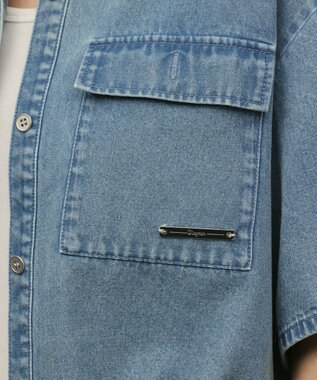 GRACE CONTINENTAL ハーフスリーブデニムシャツ ブルー