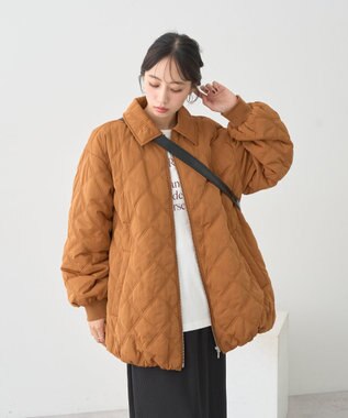 earth music&ecology 【WEB限定】ダブルステッチキルティングコート Brown